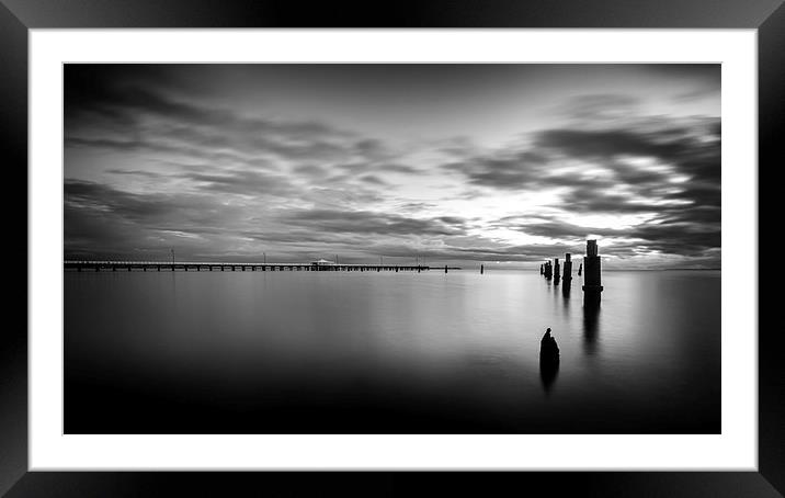 Shorncliffe Pier in Monochrome Framed Mounted Print by Peta Thames