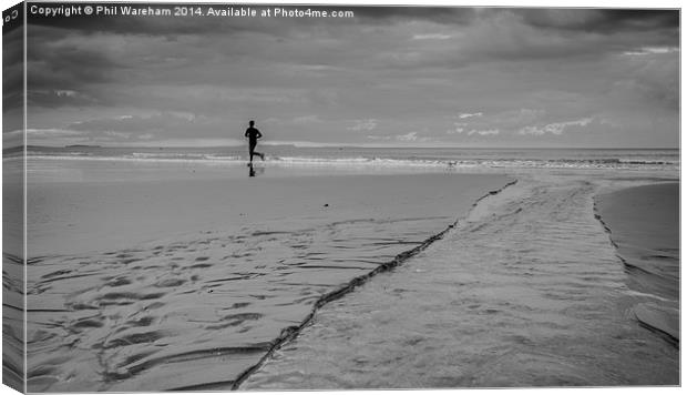  Jogging on the beach Canvas Print by Phil Wareham