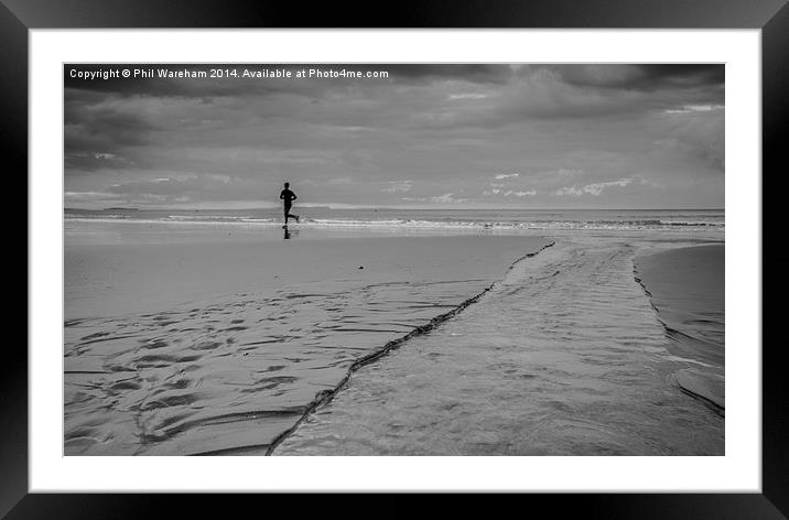  Jogging on the beach Framed Mounted Print by Phil Wareham