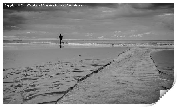 Jogging on the beach Print by Phil Wareham