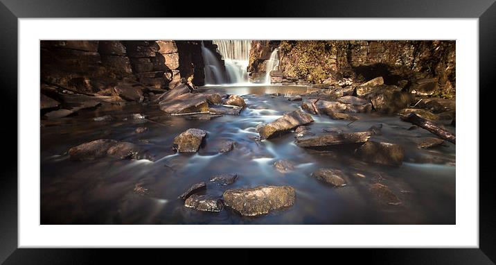  River bed at Penllergaer falls Swansea Framed Mounted Print by Leighton Collins