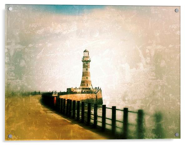  Roker Lighthouse Acrylic by Steve Hodgson