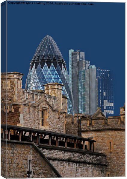  The Gherkin London  Canvas Print by sylvia scotting