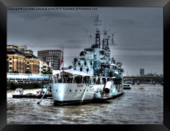  h.m.s. belfast Framed Print by carl blake