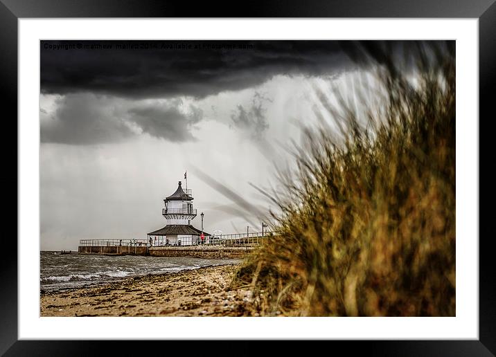  Low Lighthouse ahead of Storm Framed Mounted Print by matthew  mallett