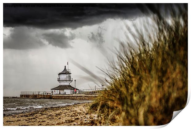  Low Lighthouse ahead of Storm Print by matthew  mallett