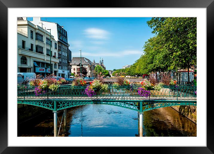  Colourful Bridge at Quimper in Brittany, France Framed Mounted Print by Edward Liddell