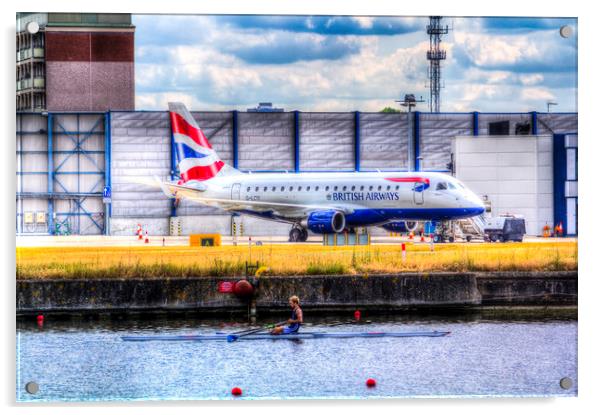  British Airways and Single Scull Acrylic by David Pyatt