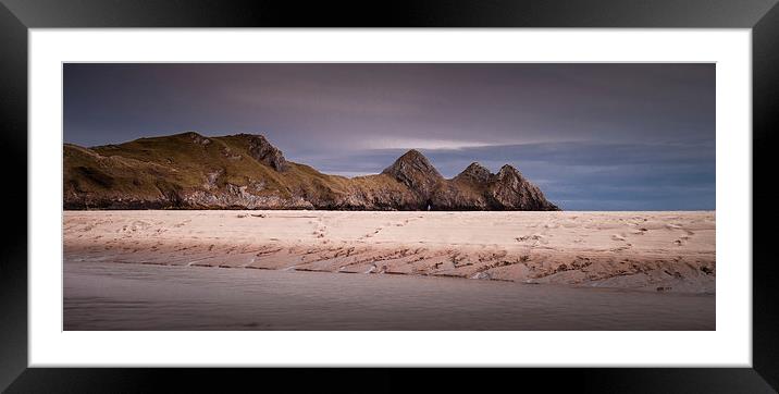  Three Cliffs Bay and river Framed Mounted Print by Leighton Collins