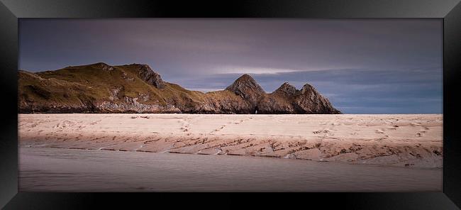  Three Cliffs Bay and river Framed Print by Leighton Collins
