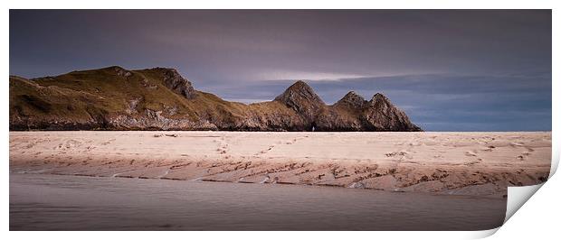  Three Cliffs Bay and river Print by Leighton Collins
