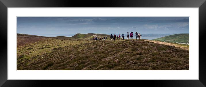  Hikers on Rhossili Downs Framed Mounted Print by Leighton Collins