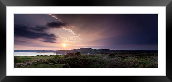  Sunset over the south Gower coast Framed Mounted Print by Leighton Collins
