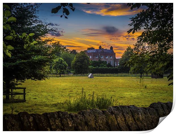 Barton Court Sunset, Kintbury, Berkshire, England, Print by Mark Llewellyn