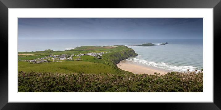  Rhossili village and bay, Gower Framed Mounted Print by Leighton Collins