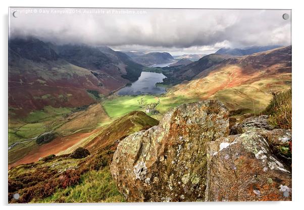  Looking Down From Fleetwith Pike At Buttermere Acrylic by Gary Kenyon