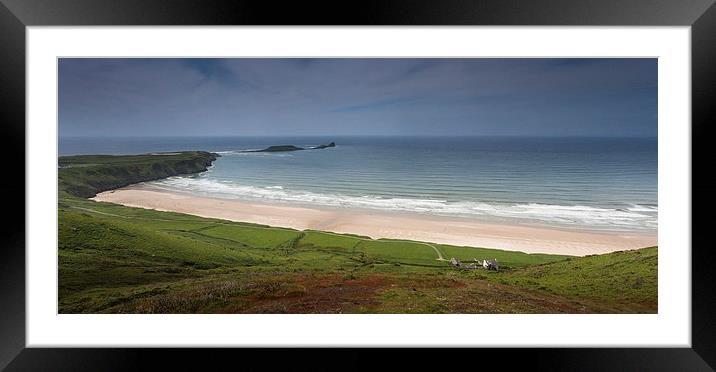  Rhossili bay, the old rectory and worms head Framed Mounted Print by Leighton Collins