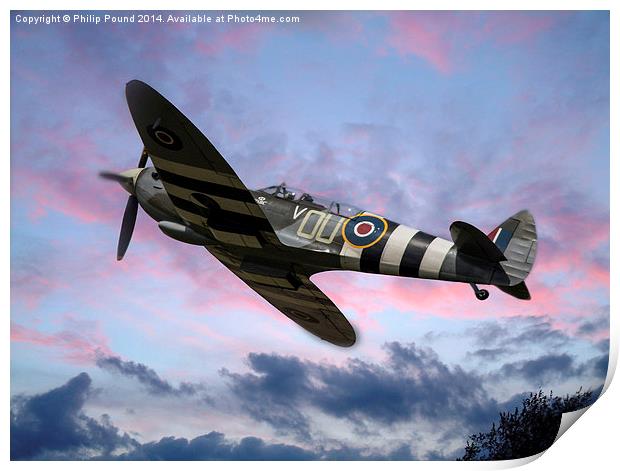  Spitfire in the Clouds Print by Philip Pound