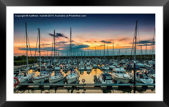  Marina by an August sunset Framed Mounted Print by matthew  mallett