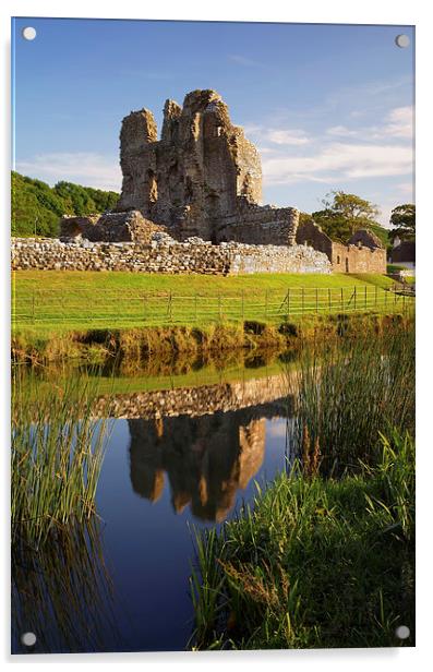 Ogmore Castle Reflections Acrylic by Darren Galpin