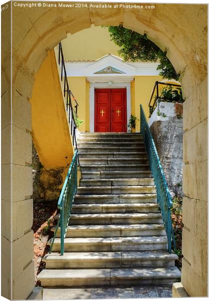  Steps to the Church Canvas Print by Diana Mower