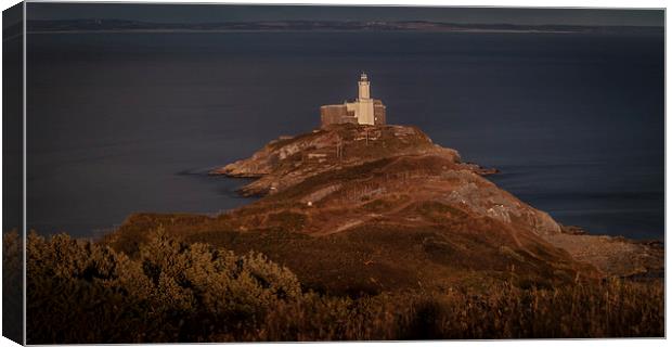  Mumbles lighthouse Swansea Canvas Print by Leighton Collins