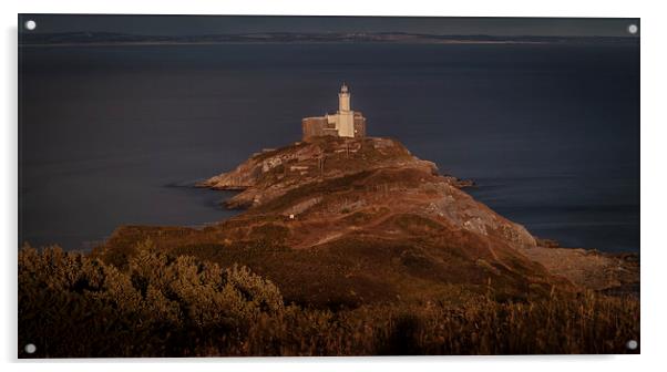  Mumbles lighthouse Swansea Acrylic by Leighton Collins