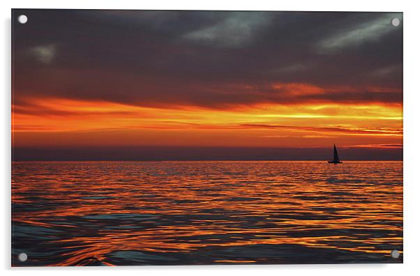  Sunset Sailing Acrylic by Debra Farrey