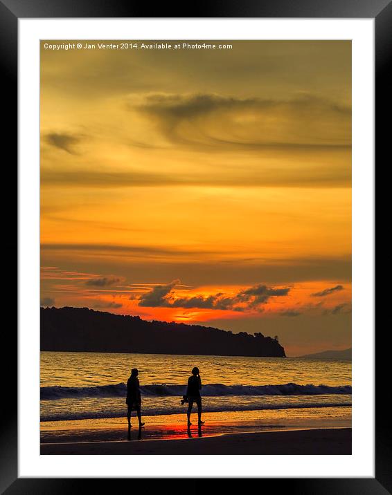  Sunset walk Framed Mounted Print by Jan Venter