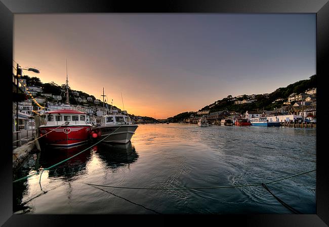 The sun goes down on the Looe River Framed Print by Rosie Spooner