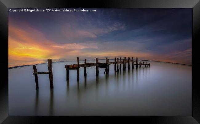 Wooden Pier Sunset Framed Print by Wight Landscapes