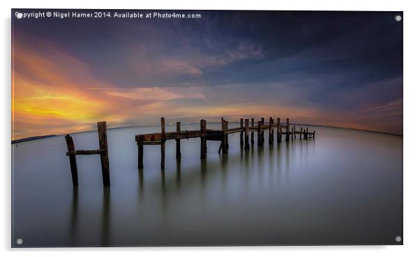 Wooden Pier Sunset Acrylic by Wight Landscapes