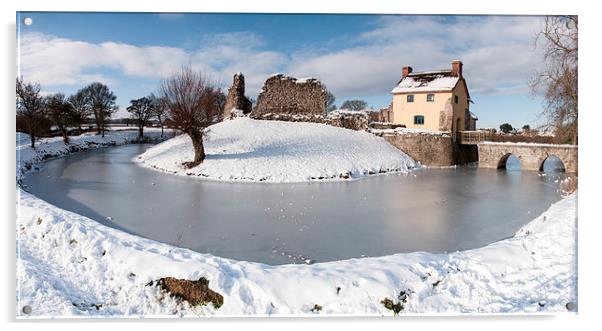 Stogursey Castle Winter Panorama Acrylic by Bob Small