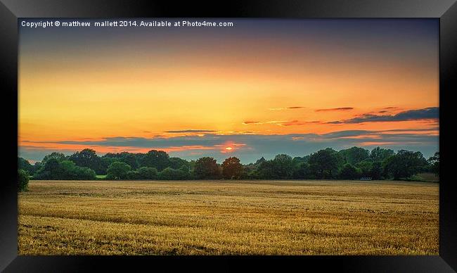  Sunset over an Essex Field Framed Print by matthew  mallett