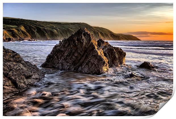 Putsborough Rock Sunset Print by Dave Wilkinson North Devon Ph