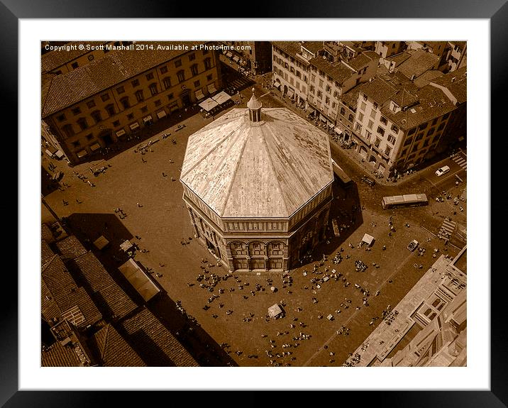 Florence Baptistry in Sepia Framed Mounted Print by Scott K Marshall