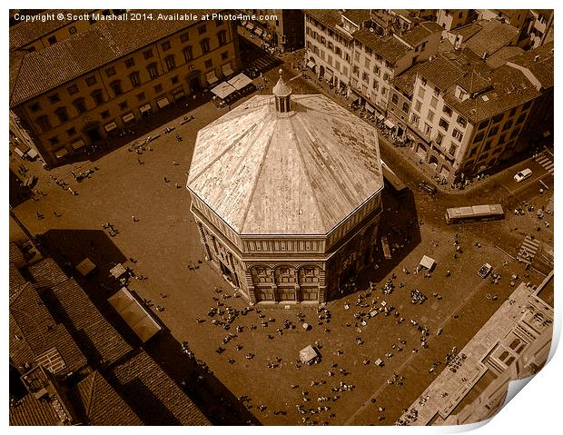 Florence Baptistry in Sepia Print by Scott K Marshall