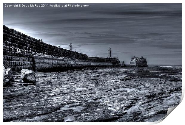  Harbour wall whitby bay Print by Doug McRae