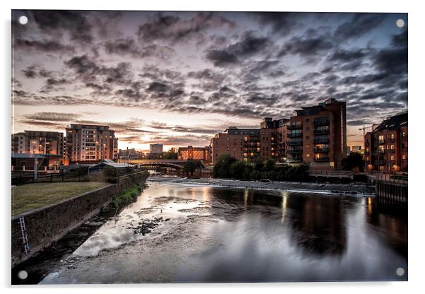  Leeds Sunset Acrylic by David Hirst