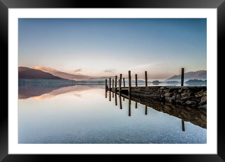 Pier On Derwent Water in The English Lake District Framed Mounted Print by David Hirst