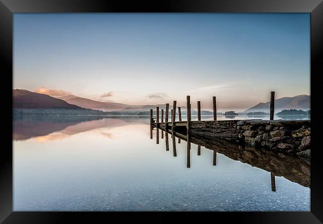 Pier On Derwent Water in The English Lake District Framed Print by David Hirst