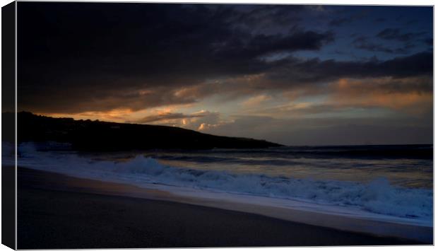  Sunset at Porthmeor Canvas Print by Karl Butler