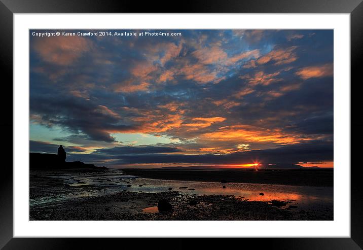  Sunset At Greenan Castle Framed Mounted Print by Karen Crawford