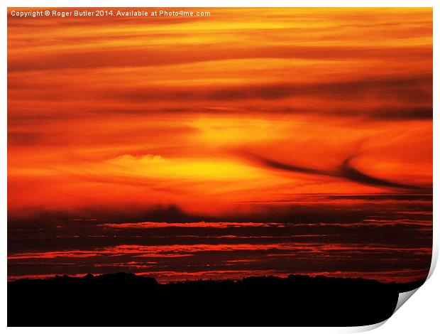 Fiery Yorkshire Sunset Print by Roger Butler
