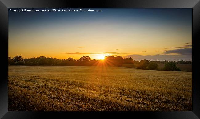 The only way is Sunset Framed Print by matthew  mallett