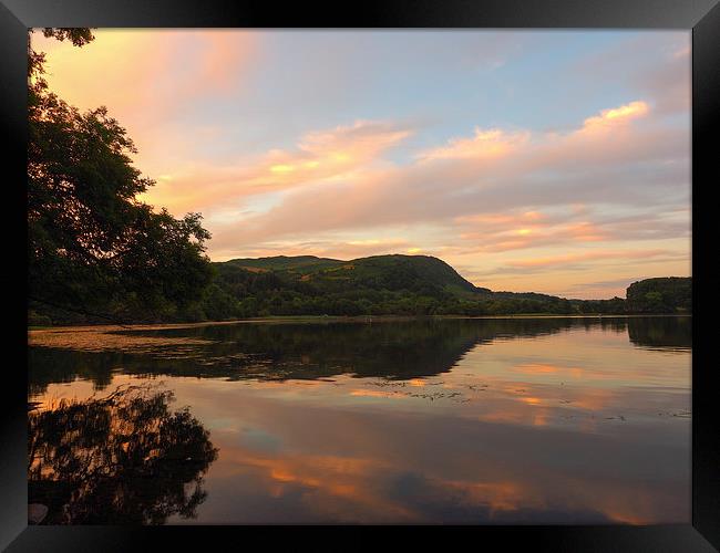 Serene Sunset Reflections at Scotlands Only Lake Framed Print by Tommy Dickson