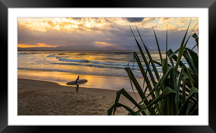  Byron Bay surfer Framed Mounted Print by Sheila Smart