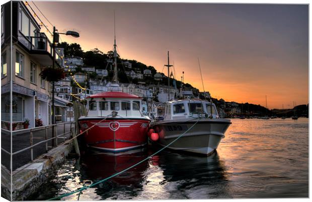  The sun goes down at West Looe Canvas Print by Rosie Spooner