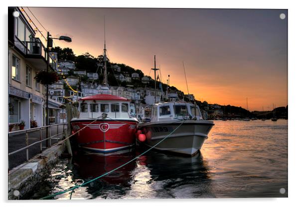  The sun goes down at West Looe Acrylic by Rosie Spooner