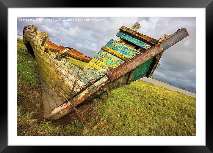  Leaning Wreck On The Banks River Wyre Framed Mounted Print by Gary Kenyon